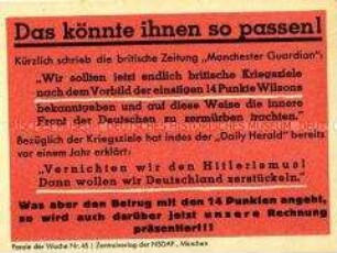 NS-Propagandazettel "Parole der Woche", Nr. 45, mit antibritischer Polemik
