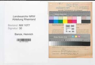 Entnazifizierung Heinrich Banze , geb. 11.10.1888 (Polizist)