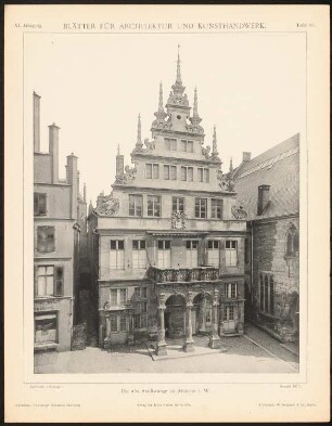 Alte Stadtwaage, Münster: Ansicht (aus: Blätter für Architektur und Kunsthandwerk, 11. Jg., 1898, Tafel 85)