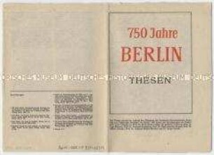 Sonderdruck mit den Thesen zum 750. Jahrestag der Gründung Berlins