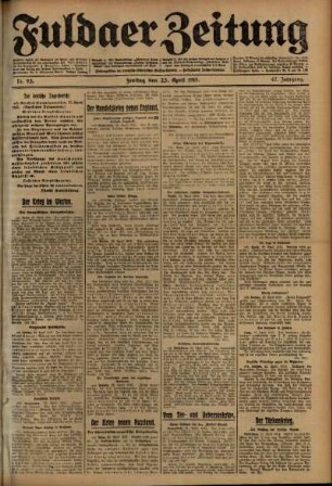 Ausgabe vom Freitag, den 23. April 1915.