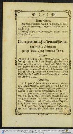 Untergeordnete Hofkommissionen.