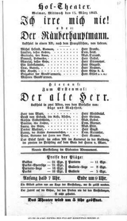 Ich irre mich nie! oder: Der Räuberhauptmann