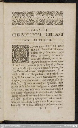 Praefatio Christophori Cellarii Ad Lectorem