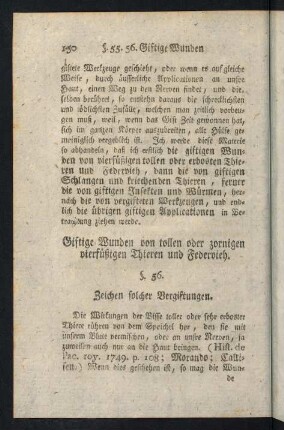 150-170, Giftige Wunden von tollen oder zornigen vierfüßigen Thieren und Federvieh