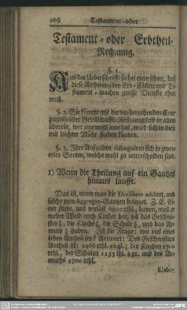 Testament- oder Erbtheil-Rechnung