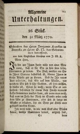 26 Stück. den 31 März 1770.