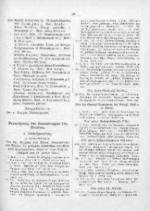 Vermehrung der Sammlungen des Vereins