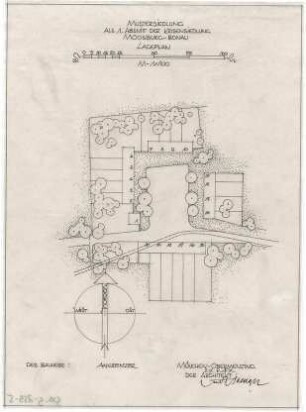 Gsaenger, Gustav; Moosburg - Bonau (Bayern); Krisensiedlung - Mustersiedlung als 1. Abschnitt der Krisensiedlung (Lageplan)