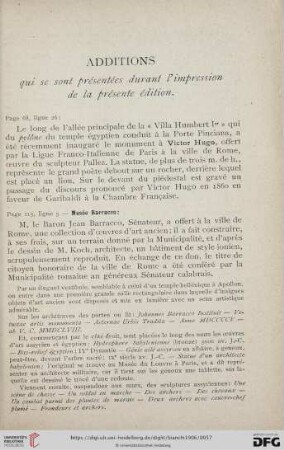 Addititons qui se sont présentées durant l'impression de la présente édition