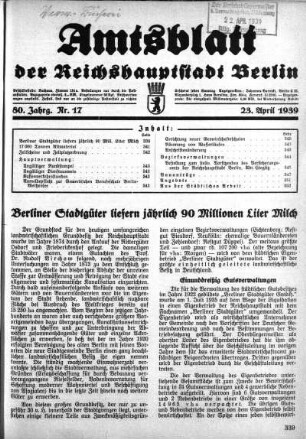 1939,17: Nr. 17, 23. April 1939
