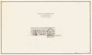 Siedlung für Kriegsbeschädigte Schinkelwettbewerb 1945: Gaststätte. Ansicht von W und Querschnitt 1:200