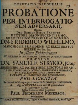Disputatio inauguralis de probatione per interrogationem adversarii