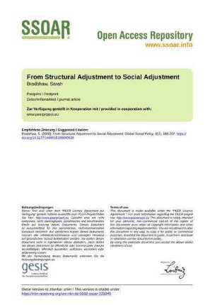 From Structural Adjustment to Social Adjustment