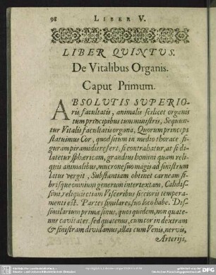 Liber Quintus. De Vitalibus Organis