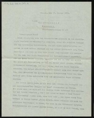 Brief von Robert Faesi an Will Scheller