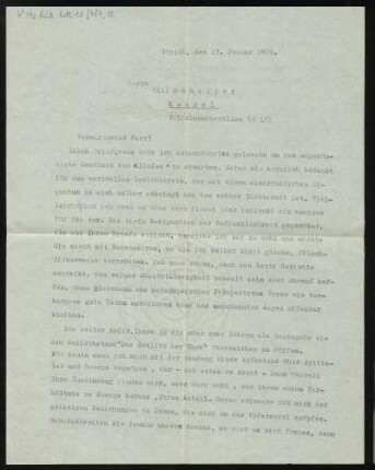 Brief von Robert Faesi an Will Scheller