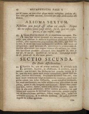 Sectio Secunda. De Entis Affectionibus.
