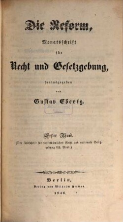 Zeitschrift für volksthümliches Recht und nationale Gesetzgebung. 3. 1846