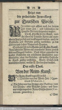 Der erste Theil. Von der Reim-Kunst