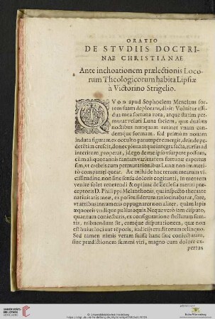 Oratio de Stvdiis Doctrinae Christianae