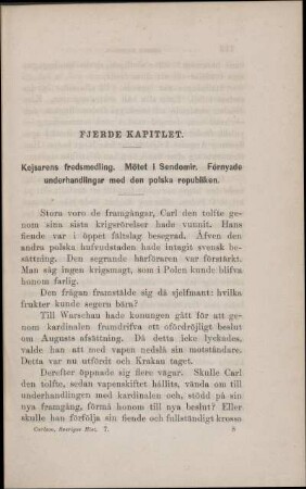 Fjerde Kapitlet. Kejsarens fredsmedling. Mötet i Sendomir. Förnyade underhandlingar med den polska republiken.