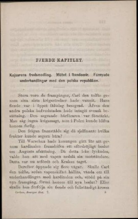 Fjerde Kapitlet. Kejsarens fredsmedling. Mötet i Sendomir. Förnyade underhandlingar med den polska republiken.