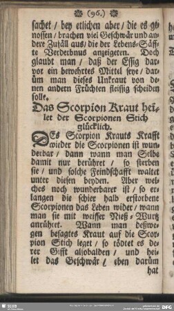 Das Scorpion Kraut heilet der Scorpionen Stich glücklich
