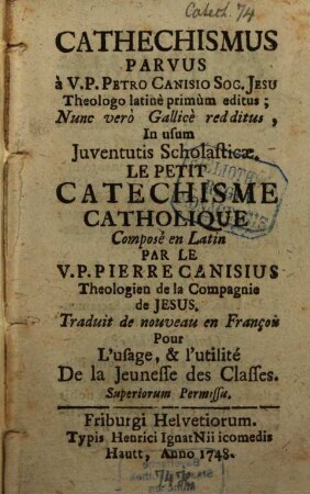 Cathechismus Parvus : = Le Petit Catechisme Catholique