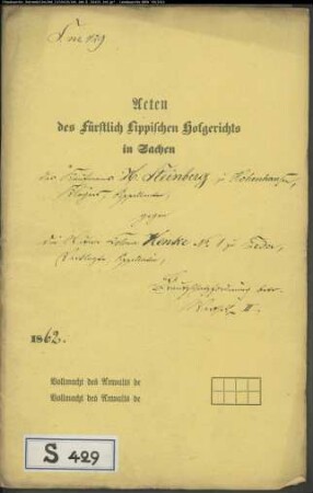 Steinberg in Hohenhausen gegen Henke Nr. 1 zu Erder
