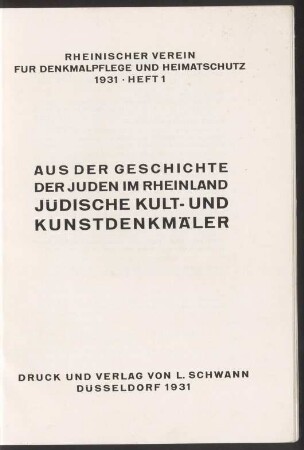 Jüdische Kult- und Kunstdenkmäler : aus der Geschichte der Juden im Rheinland