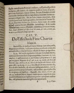 Cap. V. De Effectu & Fine Chartæ blancæ.