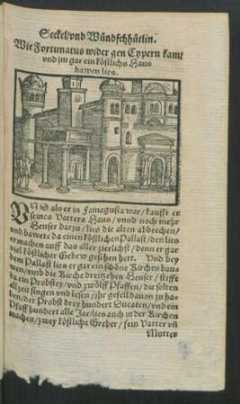 Wie Fortunatus wider gen Cypern kam/ und im gar ein köstlichs Haus bawen lies.