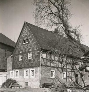 Somsdorf Krs. Freital. Altes Erzgebirgshaus
