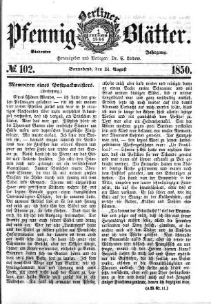 No. 102, Sonnabend, den 24. August