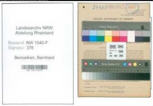 Entnazifizierung Bernhard Benoelken , geb. 29.01.1913 (Angestellter)