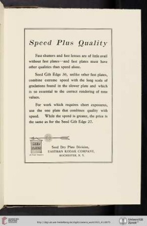 Seed Dry Plate Division, Eastman Kodak Company [Seed Gilt Edge 30 Plates]
