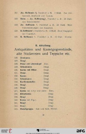 Antiquitäten und Kunstgegenstände, alte Stickereien und Teppiche (Nr. 326-932)