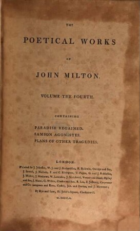 The poetical works of John Milton : In 6 Volumes. Vol. 4 (1801)