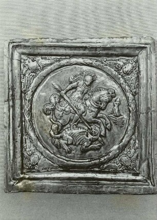 Kachel mit St. Georg und dem Drachen