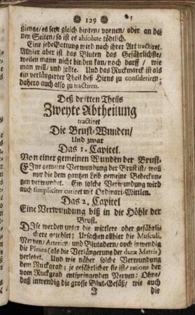 Deß dritten Theils Zweyte Abtheilung tractiret Die Brust Wunden/...
