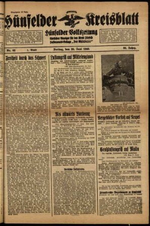 Erste Ausgabe vom Freitag, den 28. Juni 1940.