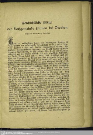 Geschichtliche Skizze der Dorfgemeinde Plauen bei Dresden