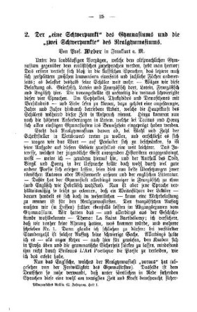 Der "eine Schwerpunkt" des Gymnasiums und die "zwei Schwerpunkte" des Realgymnasiums