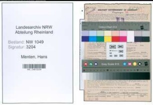 Entnazifizierung Hans Menten , geb. 20.11.1899 (Elektroinstallation)
