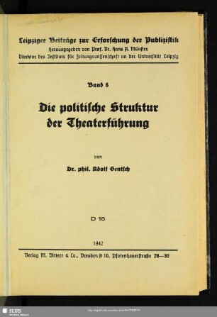 Die politische Struktur der Theaterführung