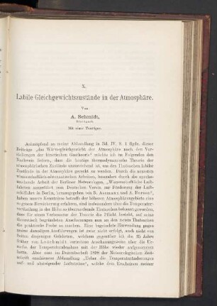 X. Labile Gleichgewichtszustände in der Atmosphäre