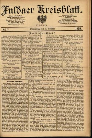 Erste Ausgabe vom Donnerstag, den 03. Oktober 1895.