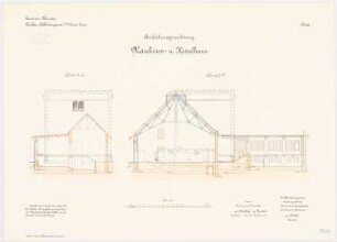 Bekleidungsamt des VII. Armeekorps, Münster: Kessel- und Maschinenhaus: Querschnitte 1:100