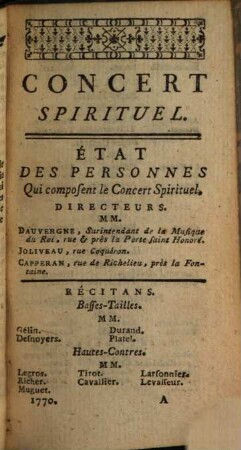 Les spectacles de Paris, ou calendrier historique & chronologique des théâtres, 19. 1770